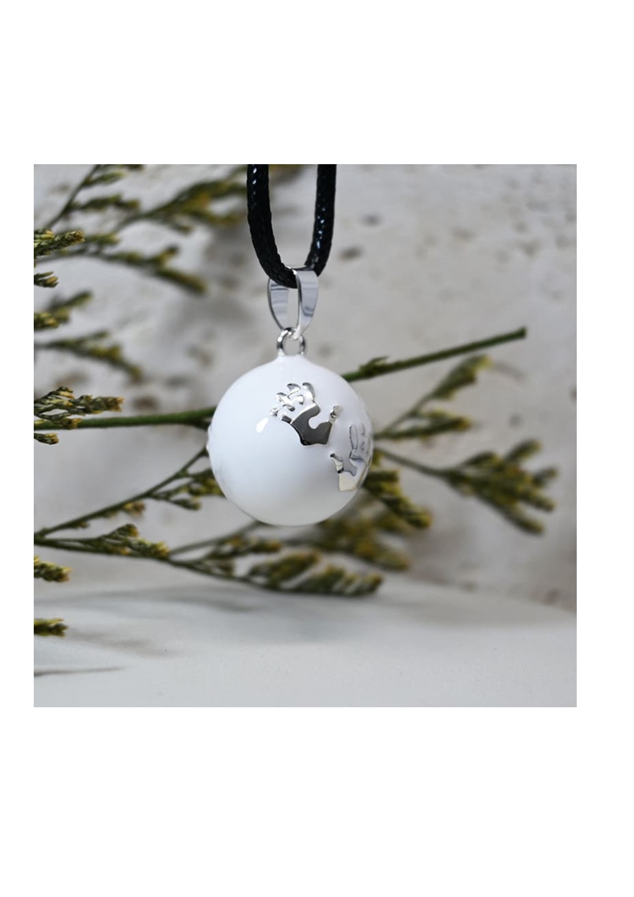 Bola de grossesse blanc avec motifs mains en argent - Zoé - Irréversible  bijoux